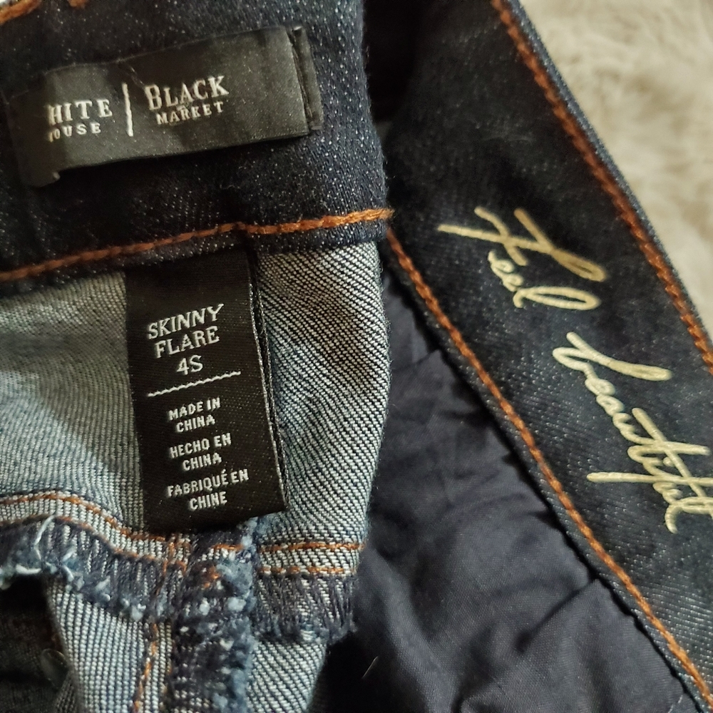 White House Black Market skinny flare jeans NWOT sz.4S dark wash - Picture 3 of 7